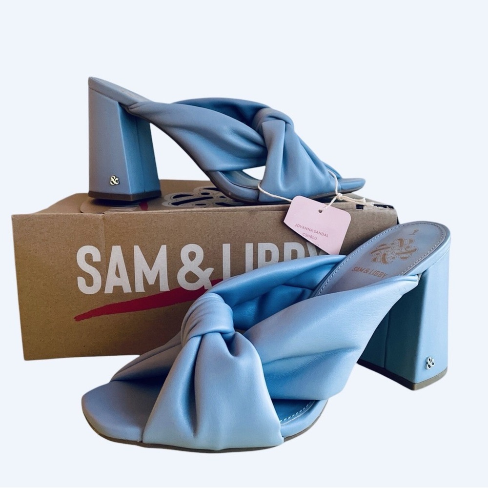 Sam & Libby Blue Heels with Bow Detail